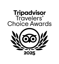 Tripadvisor Travelers' Choice Awards 2025 logo with owl inside laurel.